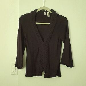 Navy Cardigan with braided lapel